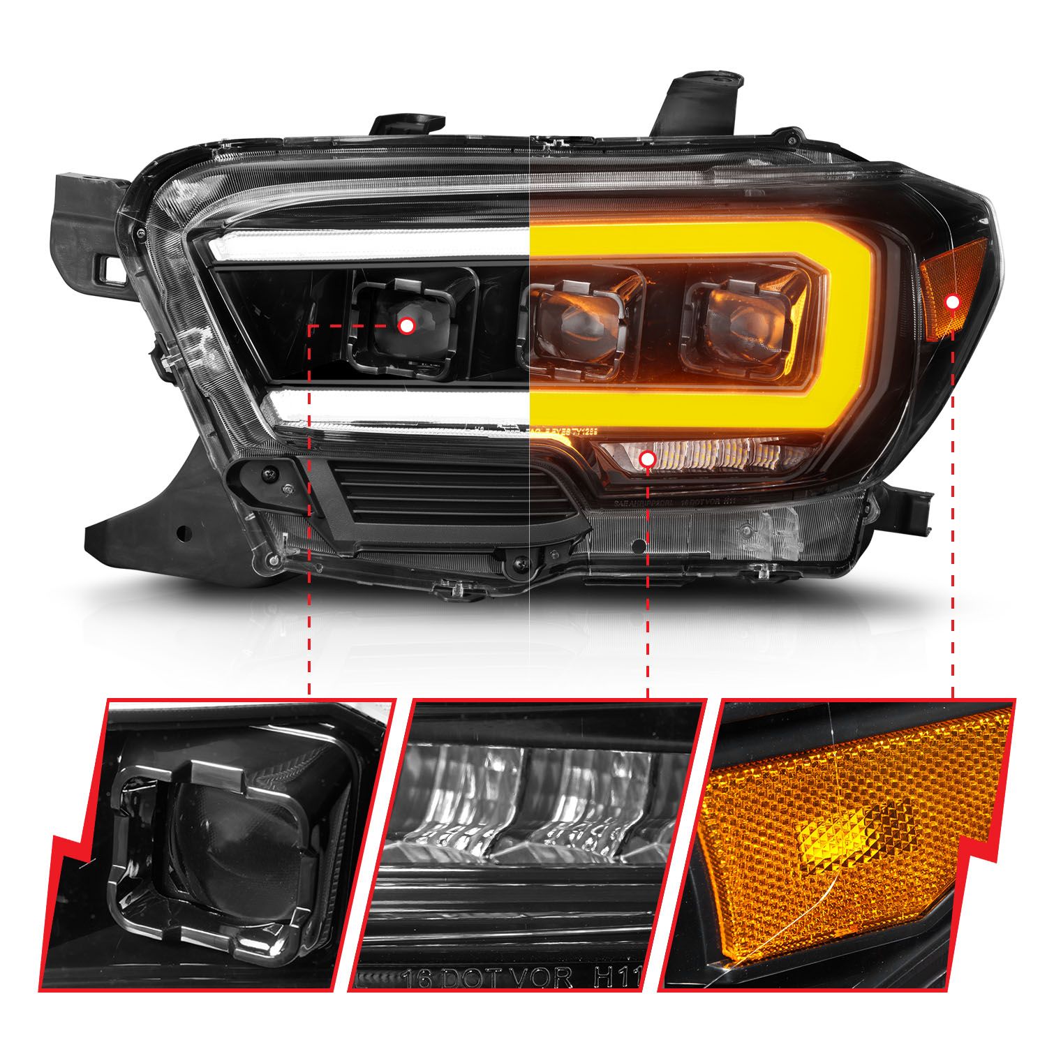 Anzo Full LED Projector Headlights w/Light Bar Sequential and