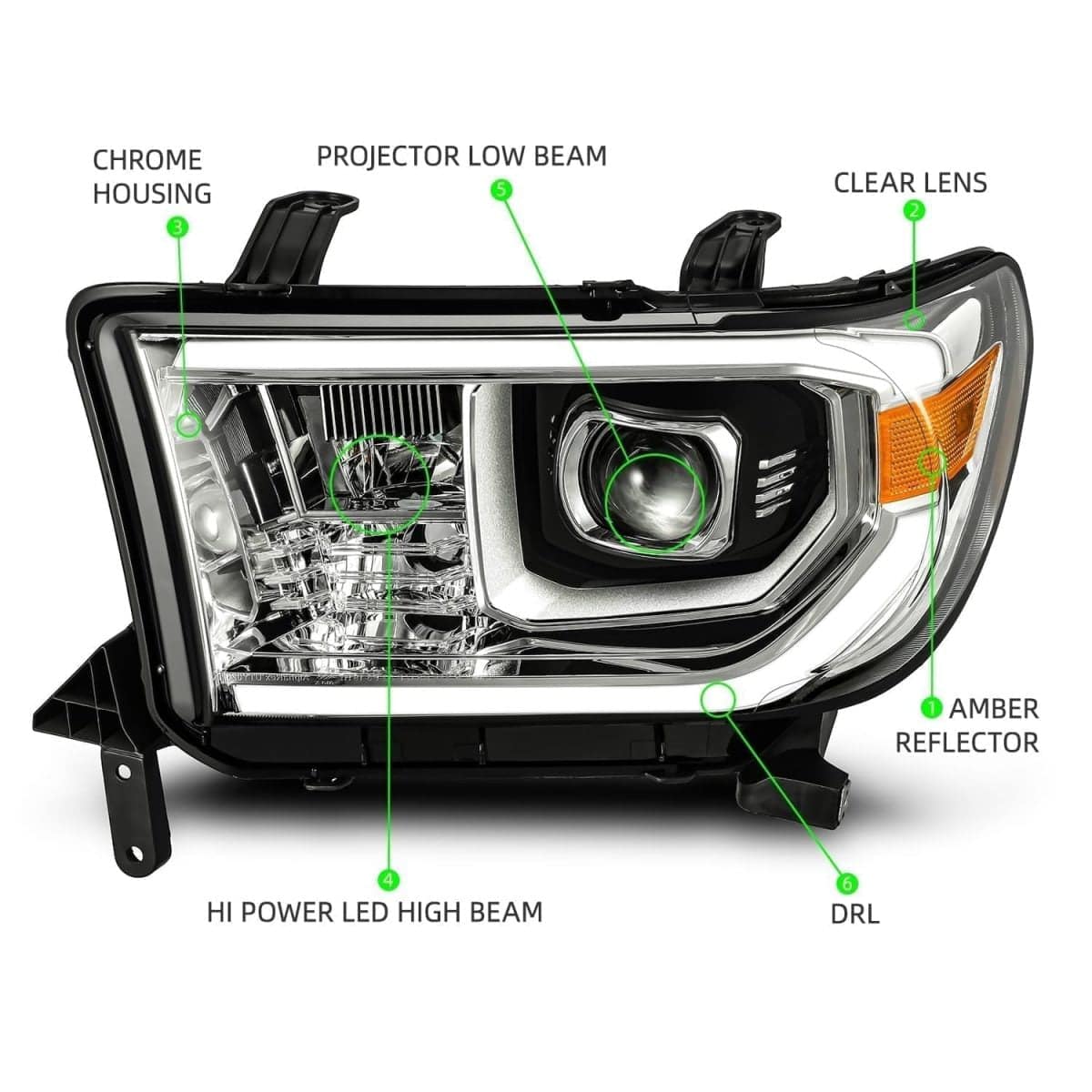 AlphaRex LUXX-Series LED Projector Headlights | Chrome w/ Level