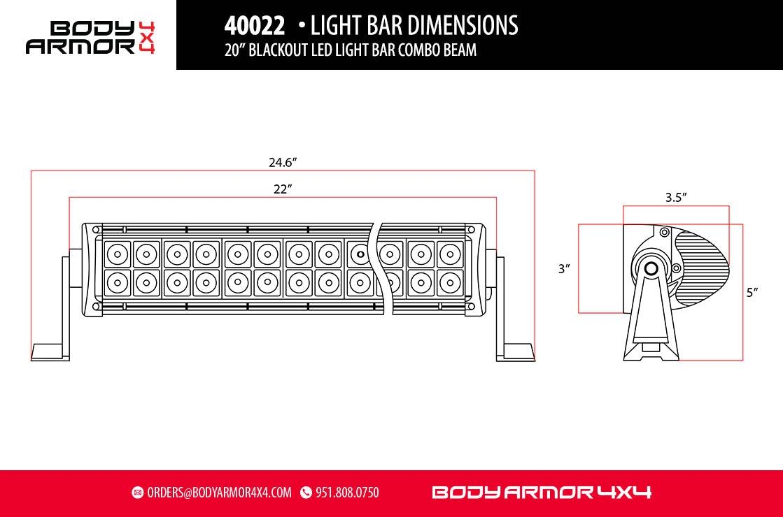 Body Armor 4x4 20 LED Light Bar w/Combo Beam (40022)