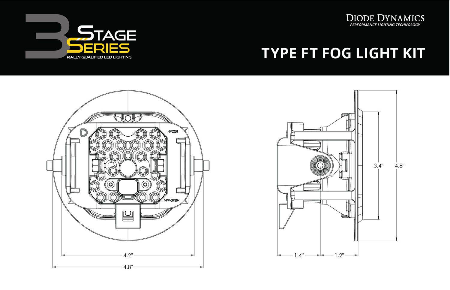 Diode Dynamics Yellow/Amber SS3 LED Fog Light Kit | 2012-2015