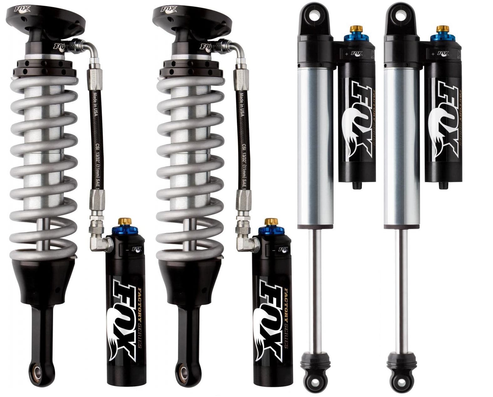 Fox 2.5 Lift Kit Coilovers w/Adjustable Reservoirs & Shock