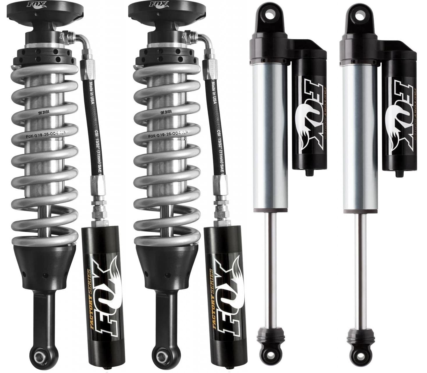 Fox 2.5 Lift Kit Coilovers w/ External Reservoir Rear Shocks